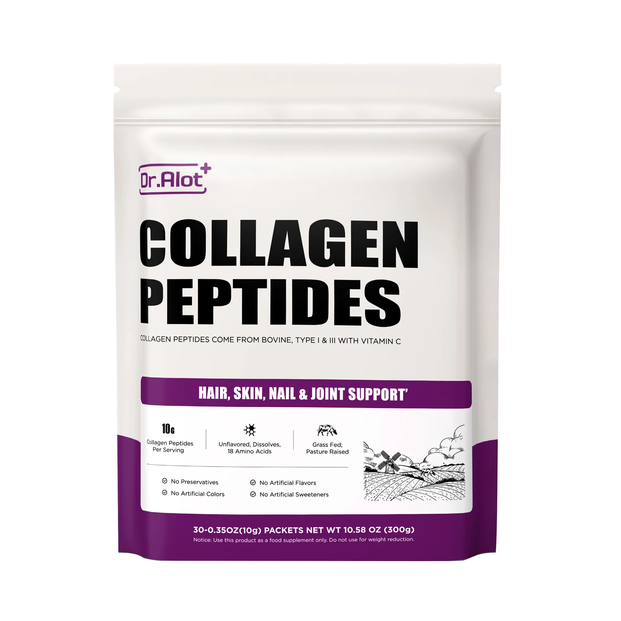 Dr. Alot Collagen Peptides Stick Packs 30 Count